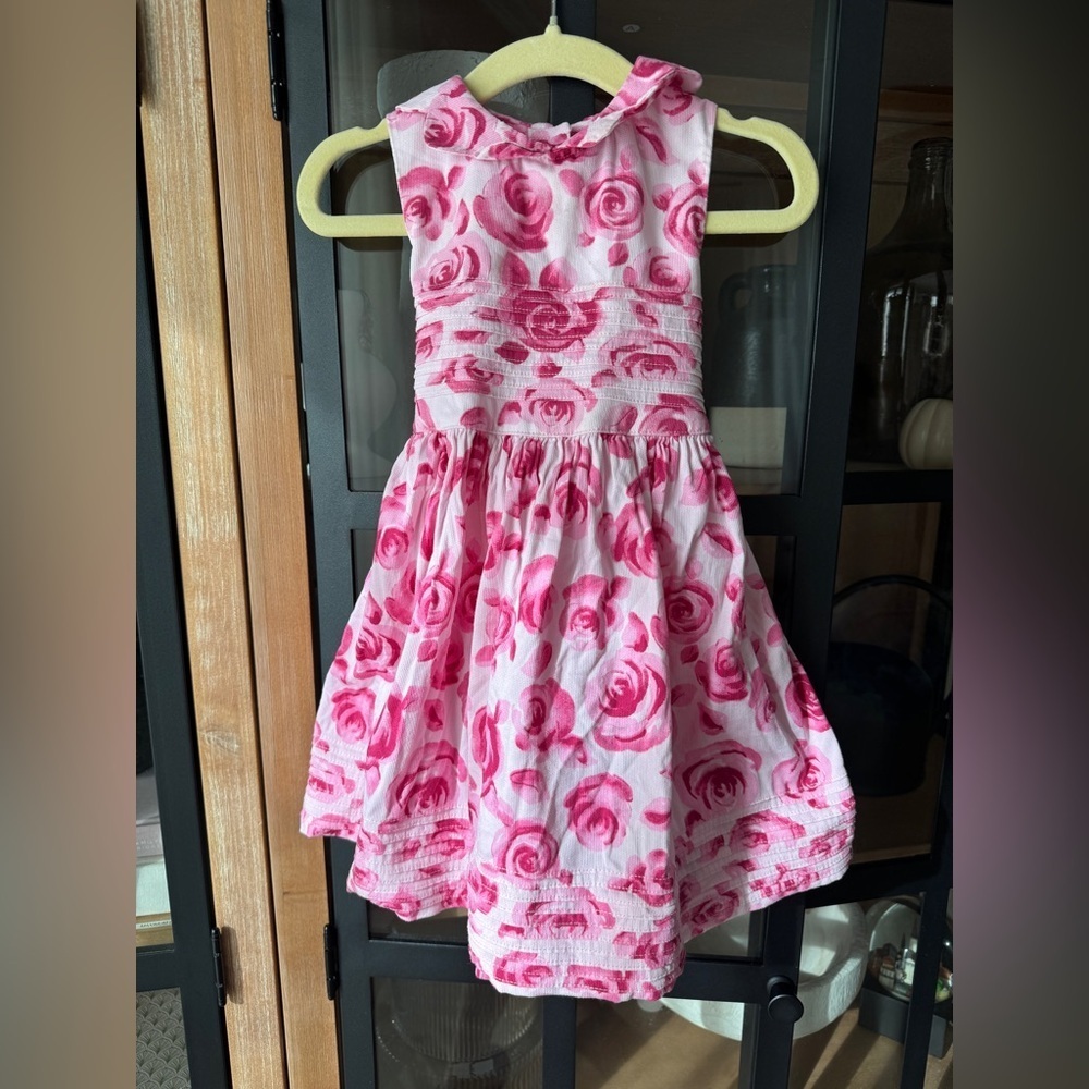 Vintage Laura Ashley roses dress floral scalloped collar peter pan bow baby girl